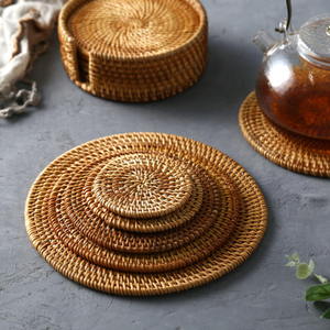 Plato de Ratán Natural con Diseño Floral, Vietnam Da Nang, Posavasos de Bambú Hecho a Mano, Marca TUYET DUNG - Product Image 6
