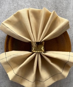 <b>Hammered</b> Gold Brass Wide Napkin Rings Set | Classic Eco-Friendly Durable Napkin <b>Holders</b> | Elegant Dining Table Decor - Product Image 2