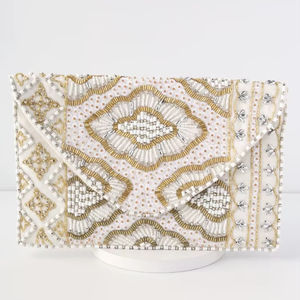 Bolso de Mano Rectangular con Cuentas Decorativas de Alta Calidad, Modelo CAZ-0617, para Mujer, Elegante Bolso Bordado con Cuentas - Product Image 1