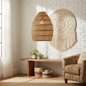 Rattan <b>Wicker</b> Lampshade Eco-Friendly Cheap Wholesale Suitable for Home & Resorts & Restaurants Decoration Made in Vietnam - Product Image 3