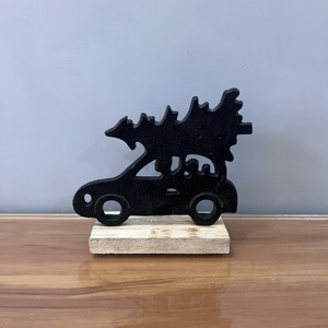 Escultura Navideña de Auto con Árbol en el Techo, Decoración de Mesa de Aluminio/Madera, Diseño Moderno de Figuras Animales para Sala de Estar - Product Image 5