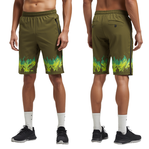 Pantalones Cortos Deportivos de Lujo para Hombre, Color Verde Oliva, con Diseño Gráfico, Tela Atlética Ligera de Primera Calidad y Estilo Deportivo Moderno - Product Image 2