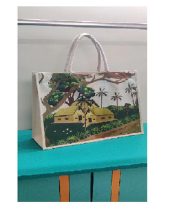 Sac fourre-tout en toile de coton biologique extra large en gros avec logo personnalisé, imprimé numérique de paysage forestier, design unique - Product Image 3