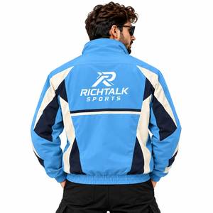 Men's Eco-friendly Hooded Bomber <b>Racer</b> <b>Jacket</b> Stand Collar Zipper Closure Front Logo Windproof Sporty Winter Wear - Product Image 2