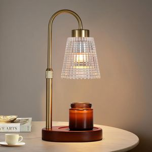 โคมไฟอุ่นเทียนหอมไฟฟ้าทองเหลืองโบราณ พร้อมตัวตั้งเวลาหรี่ไฟ โคมไฟใส่ขวดน้ำหอม 2 หลอดไฟ สำหรับวันแม่ - Product Image 1