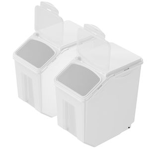 Contenitore ermetico da 2 x 15 litri con coperchio, ruote attaccabili e 2 misurini, per conservare ingredienti e cibo per cani e animali domestici - Product Image 2