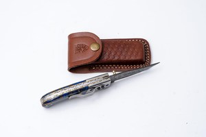 Couteau utilitaire pliant à lame droite en acier SHARP POINT TRADES, manche en bois, ouverture par bouton de pouce, garantie de 3 ans - Product Image 4