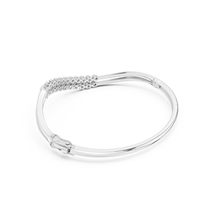 18K White Gold Lab Grown Diamond Luxury Crossover Diamond <b>Bangle</b> <b>Bracelet</b> in White Gold Double Row Round Cut Criss Cross Design - Product Image 2