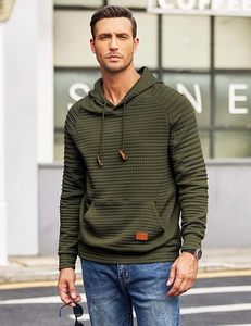 Sudadera con Capucha de Punto Waffle para Hombre, MOQ Bajo, Lista para Enviar, Color Oliva, Texturizada, con Bolsillo Canguro, Etiqueta Personalizada, Venta al Por Mayor - Product Image 4