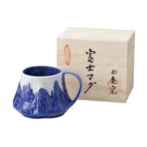 Montagnes japonaises Mug à café en porcelaine Fuji Ichiyama, fait main, design Japandi, compatible lave-vaisselle et micro-ondes, couleur dégradée, boîte en bois - Product Image 1
