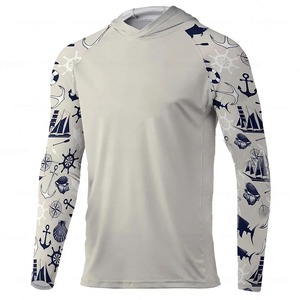 Camisa de Pesca con Capucha de Manga Larga Azul Marino para Hombre con Estampado de Pulpo y Rayo, Protección UPF 50 Anti-UV, Estilo Pullover para Adultos - Product Image 6