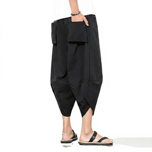 Pantalones de Algodón para Hombre, Diseño Personalizado, Casuales, con Cordón, Cintura Elástica Alta, Ligeros y Holgados - Product Image 4