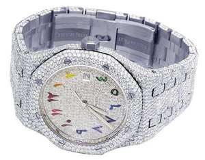 Reloj de Lujo para Hombre con Esfera Árabe Multicolor, Movimiento de Cuarzo, Diamantes VVS, Moissanita y Acero Inoxidable, en Oferta a Bajo Precio - Product Image 4