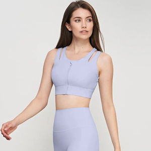 เสื้อชั้นในกีฬาคอรูปตัวยูสำหรับผู้หญิง เสื้อครอปออกกำลังกายโยคะแบบกำหนดเองพร้อมดีไซน์ด้านหลังที่มีสไตล์ - Product Image 1