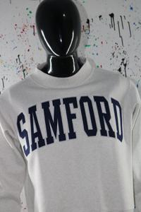 Sweat-shirt à capuche SAMFORD WHITE 100% coton, broderie appliquée, col large, coupe oversize, velours d'hiver, style sport - Product Image 2
