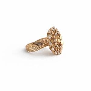 Namivaa 18K Rose Gold Diamond Floral Cluster Heart Design <b>Statement</b> <b>Ring</b> for Women Luxury Engagement Party Wear Gift High Polish - Product Image 3