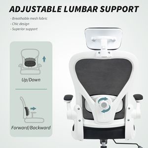 Sedia da Ufficio Ergonomica in Rete Nera con Braccioli Ribaltabili, Poggiatesta Girevole e Supporto Lombare Regolabile - Product Image 5