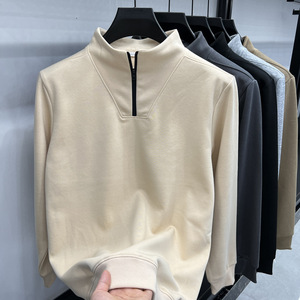 Spring Men's High-end Casual Solid Color <b>Top</b> 14 Zipper <b>Long</b> <b>Sleeved</b> Men's Hoodie New Loose Mock Neck Hoodie Sweatshirts - Product Image 5
