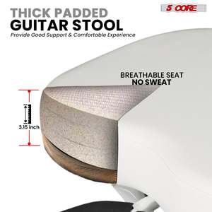 Tabouret de Guitare 5Core, Chaise Rembourrée Pliable de 3,15 po, Siège Musical Robuste avec Repose-Pieds Intégré, Support de Guitare - Product Image 2