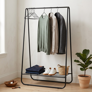 Modern Iron Coat Rack with 1 <b>Hook</b> and <b>Shelf</b> Freestanding Storage Bedroom Living Room Furniture Minimalist Design Home Storage - Product Image 1