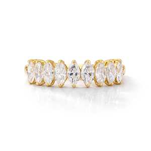Minimalist10k 14k 18K Solid Gold Wedding Band Full Marquise Diamond Eternity <b>Ring</b> <b>Stack</b> Band Fine Jewelry for Women - Product Image 3
