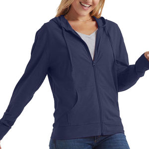 Sweat à capuche zippé brodé tendance pour femme, 100 % coton, léger et décontracté, avec fermeture éclair avant et poches – Collection Hiver-Été 2026 - Product Image 3