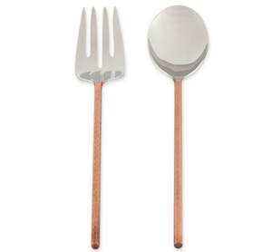 Cuchara y tenedor de metal de lujo para servir ensaladas, para presentación en mesas de hoteles y restaurantes de alta gama. - Product Image 1