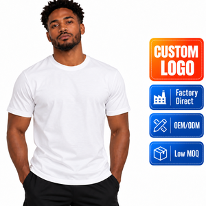 Camiseta Blanca Lisa de Cuello Redondo para Hombre, Logotipo Personalizado, Fabricante de Ropa de Marca Privada - Product Image 1