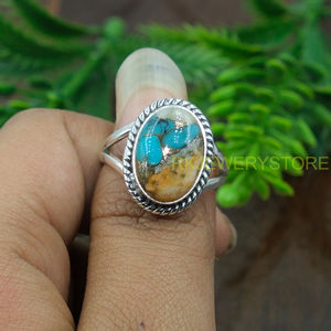 Anillo de Plata de Ley 925 con Gema de Turquesa de Ostra Espinosa Naranja, Diseño Hecho a Mano, Anillo de Promesa, Anillo Boho, Joyería de Turquesa - Product Image 3