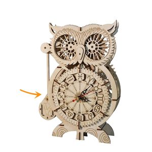 3D Wooden Puzzle Owl <b>Clock</b> Model Kits Unique Handmade Craft for Christmas Gift Desk & <b>Table</b> <b>Clocks</b> - Product Image 5