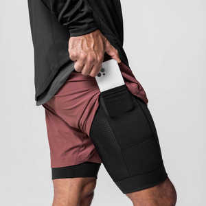 Pantalones cortos deportivos para hombre, pantalones cortos para correr de doble capa, pantalones cortos 2 en 1 para entrenamiento de gimnasio en verano, pantalones cortos para correr, pantalones cortos de fitness de secado rápido para hombre - Product Image 5