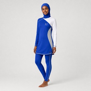 Ensemble de bikini modeste personnalisé à imprimé animalier pour femme, coupe haute, logo frontal, séchage rapide, écologique, 2 pièces, burkini, ensemble de bikini modeste - Product Image 4