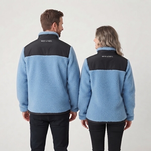 Veste d'hiver unisexe en polaire sherpa, fermeture éclair personnalisée, col montant, style vintage décontracté, coupe-vent, doublure sherpa 360g, manteau d'hiver pour homme - Product Image 2