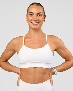 Soutien-gorge de sport blanc pour femme, couleur unie, maintien élevé, pour entraînement, yoga, fitness, coupe ajustée, séchage rapide - Product Image 1