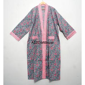 Bata Kimono Ecológica 100% Algodón Puro, Transpirable y Lavable, con Estampado Floral, para Damas de Honor, Ropa de Dormir de Invierno/Verano - Product Image 1