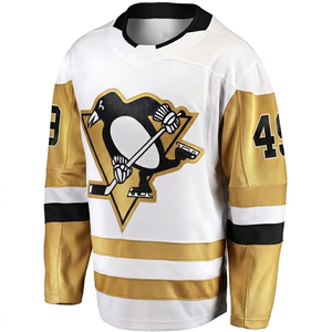 Custom sublimation white gold <b>black</b> Custom ice hockey Jersey fullSleeve breathable customized team number logo ice hockey jersey - Product Image 1