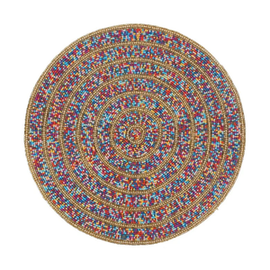 Juego de Manteles Individuales con Cuentas, Forma de Flor, Azul y Blanco, Diseño Tradicional con Cuentas, Manteles y Almohadillas Decorativas - Product Image 3