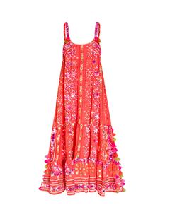 Women <b>Maxi</b> <b>Dress</b> Charm Energetic Color Ethnic Printed Summer Wear With Rich Embellishment & Sophisticated Embroidery - Product Image 4