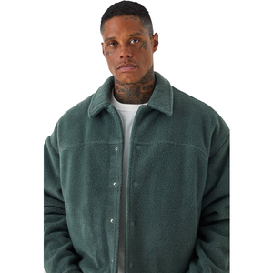 Chaqueta de lana verde para hombre con cuello vuelto y botones, abrigo informal de invierno - Product Image 4