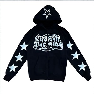 Sudadera con capucha con cremallera personalizada de alta calidad, doble capa, hombro caído, peso pesado, sudaderas con cremallera de gran tamaño, Sudadera con capucha de lana de algodón - Product Image 1