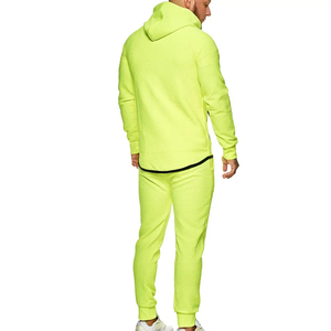 Chándal con Capucha para Hombre, Verde Neón, Cierre Completo, Color Sólido, Transpirable, Informal, con Bolsillos Laterales, Corte Regular, Estilo Primavera 2026 - Product Image 3