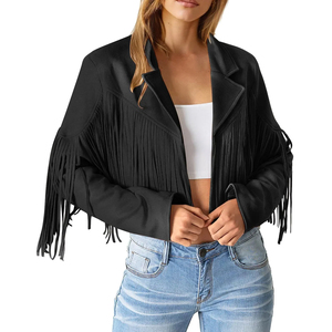 Wholesale Custom Branding Women's <b>Gothic</b> Style Nappa Leather Woven Breathable Windproof Motorcycle <b>Jacket</b> Zipper Closure Short - Product Image 2