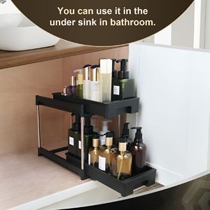 Black 2-Hook <b>Kitchen</b> <b>Storage</b> Cabinet Organizers with Pull-Out Drawers - Product Image 5