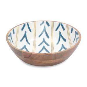 Bol en bois fait main indien pour salade de fruits, nouilles, avec impression émaillée – Personnalisable, naturel et écologique - Product Image 1