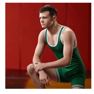 Débardeur sportif vert uni pour homme avec short, col rond, tricoté, respirant, en polyester - Product Image 1