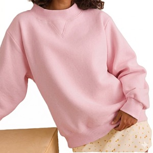 Sweat-shirt à col rond surdimensionné de qualité supérieure, couleur unie, épaules tombantes, manches longues, tricoté en coton 100%, style respirant pour l'automne - Product Image 3