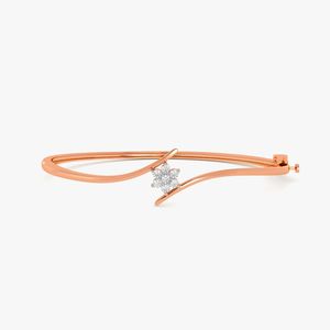 Rose Gold Lab Grown Diamond Minimal Floral Open <b>Bangle</b> <b>Bracelet</b> - Product Image 1