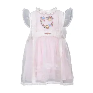 Princess Summer Dress Short Sleeves Kawaii Lolita Hand Embroidery Animal Cotton Fabric For Toddler Baby Girl's Birthday-Windy