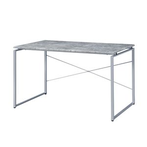 Scrivania Rettangolare con Piano in Finto Cemento Argento, Design Elegante per Computer - Product Image 1
