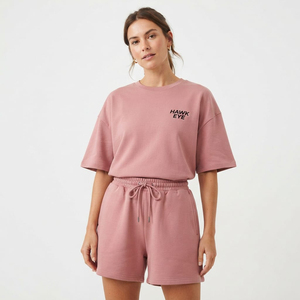 Wholesale Women's Casual Wear Short Sleeve T Shirt and Shorts <b>Set</b> Casual Wear Price Two Piece Custom Logo Women <b>Twin</b> <b>Set</b> - Product Image 1
